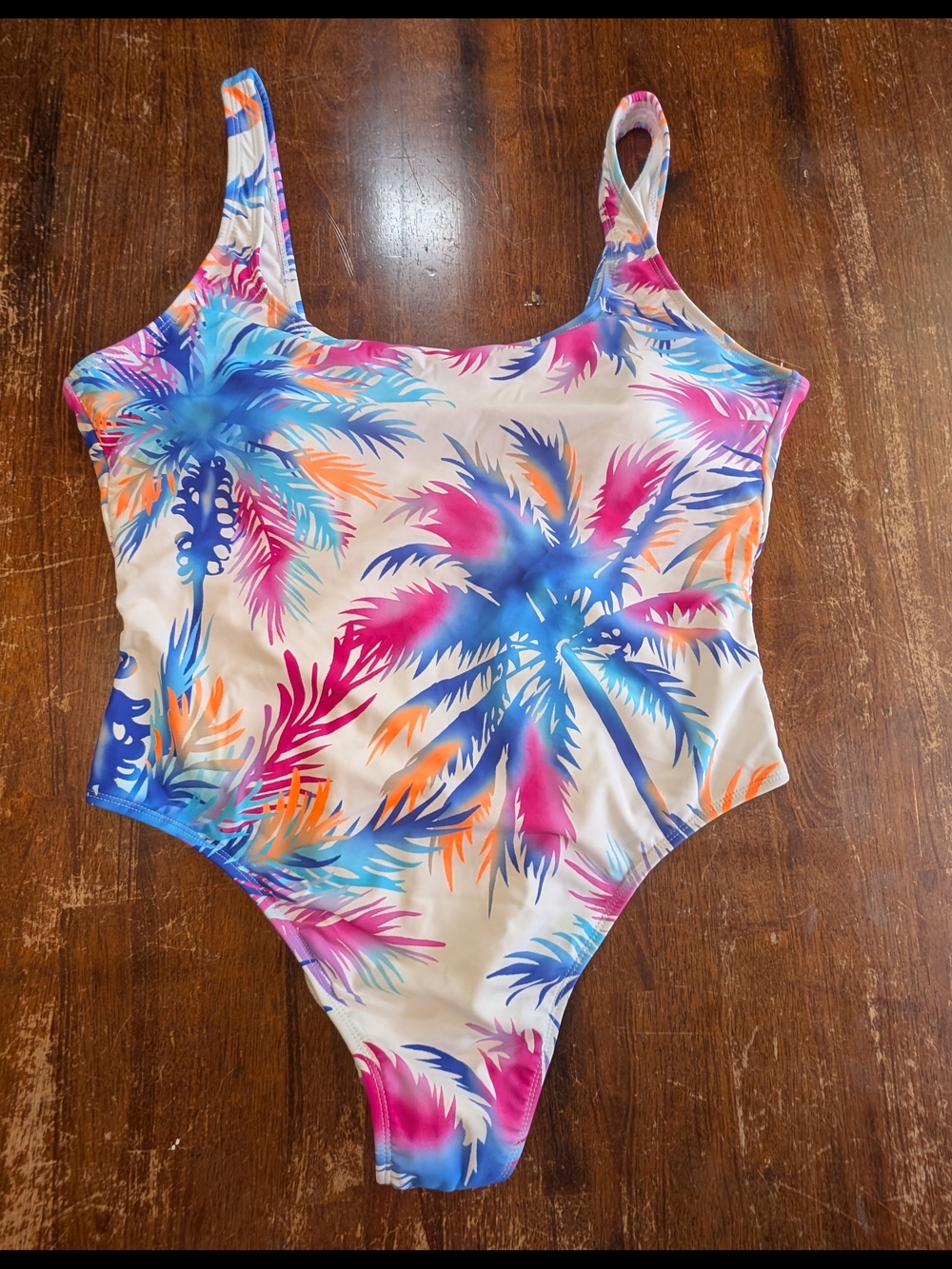 Decree Swimsuit Womens XXL Plus Size One Piece Colorful Palms Pool Beach NWT